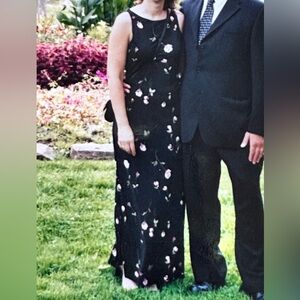 Floral Black Maxi Dress with side slits